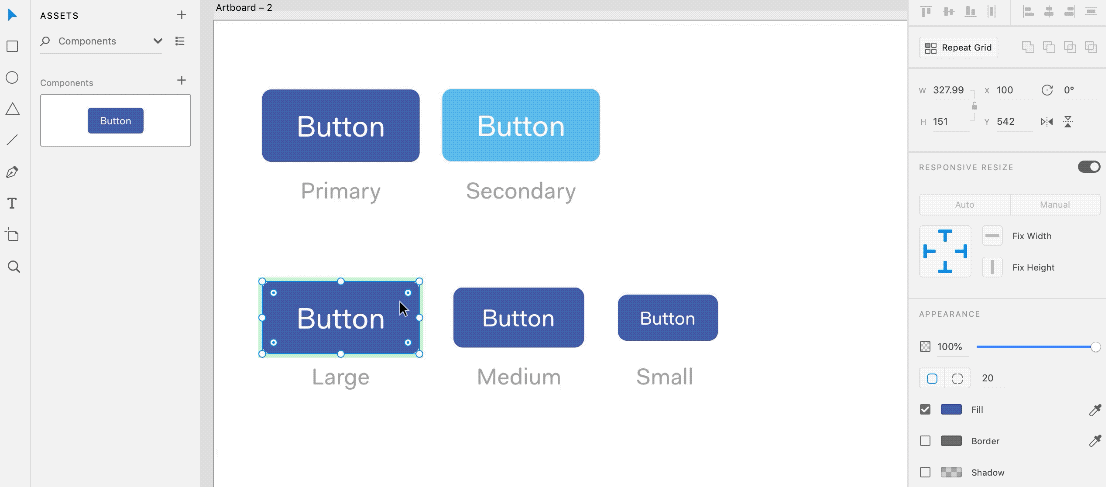 variations of a button component