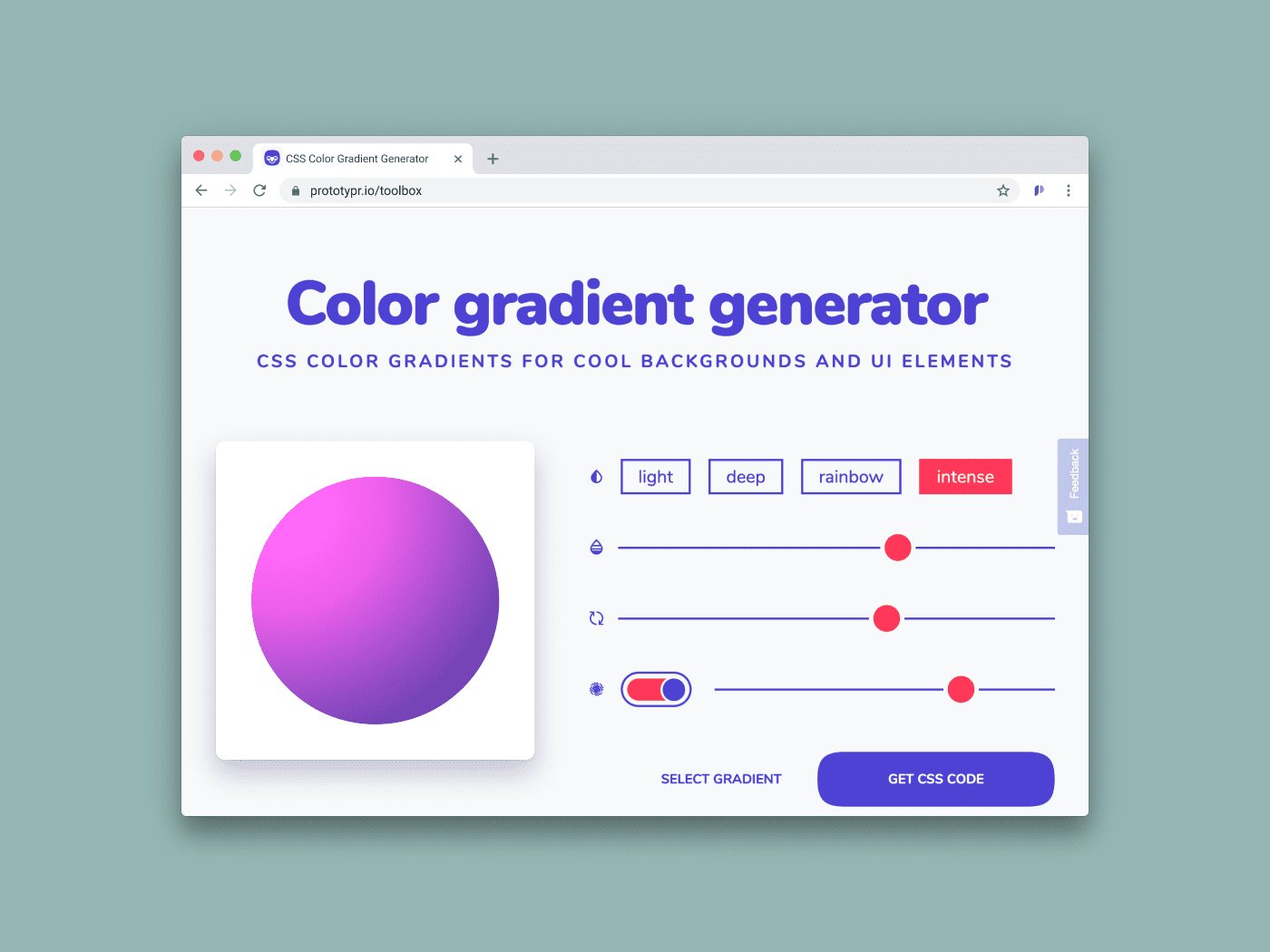 CSS Color Gradient Generator - Toolbox Prototypr.io