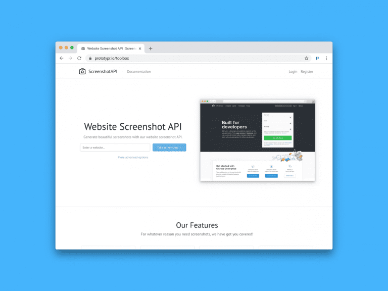 ScreenshotAPI Add a url and automatically get your screenshots